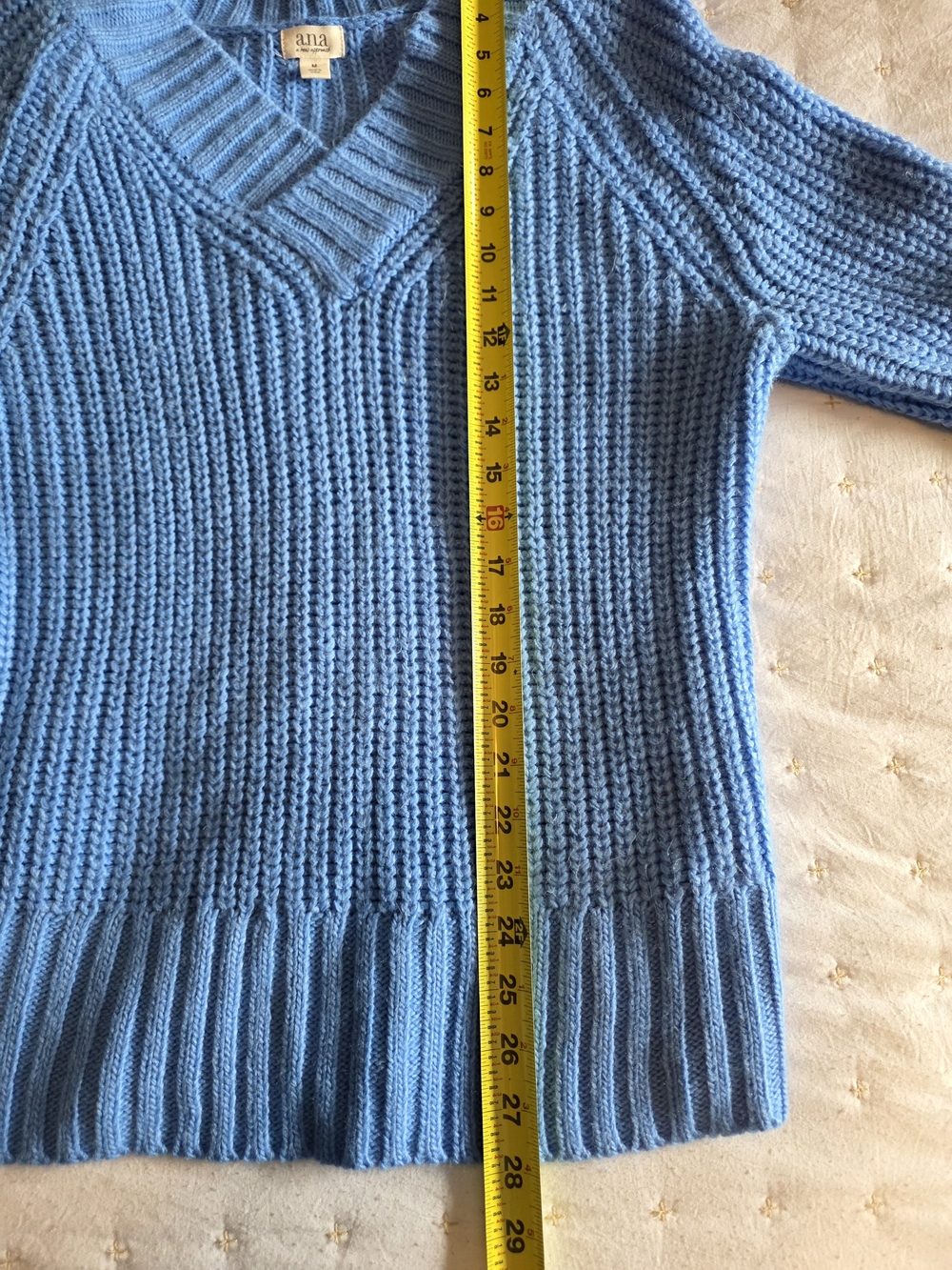 a.n.a Sky Blue V-Neck Ribbed Women's Sweater - Picture 4 of 5